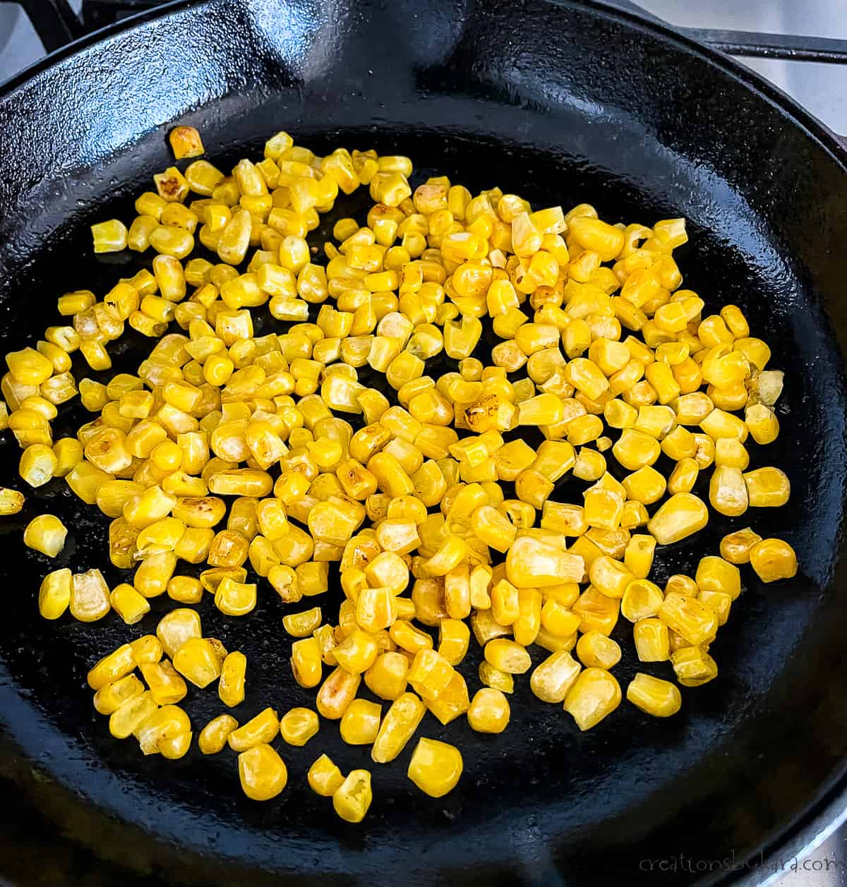 skillet of roasted corn