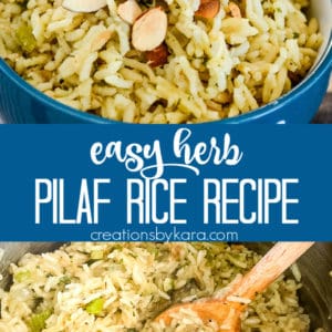 pilaf herb rice recipe collage