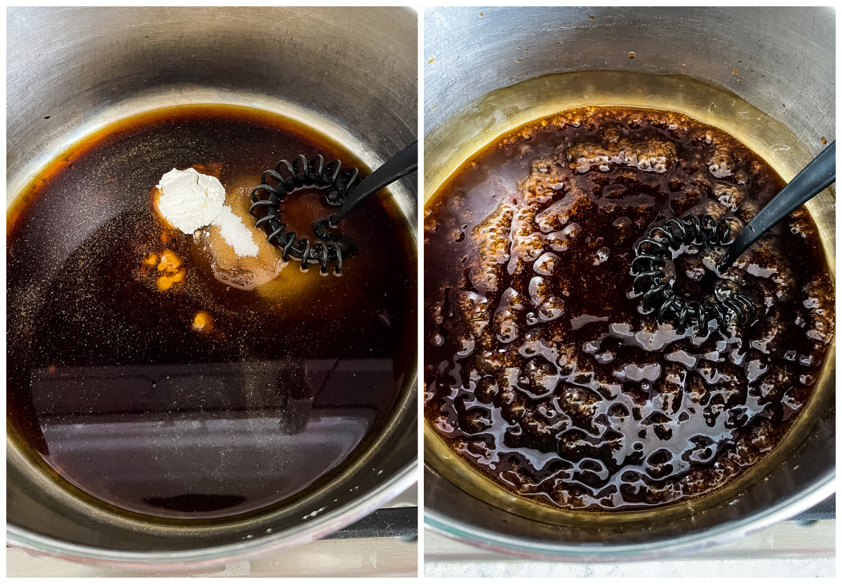 process shots - glaze cooking in a saucepan