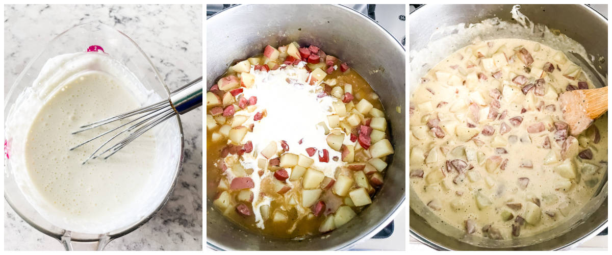 process shots - thickening soup with flour & cream