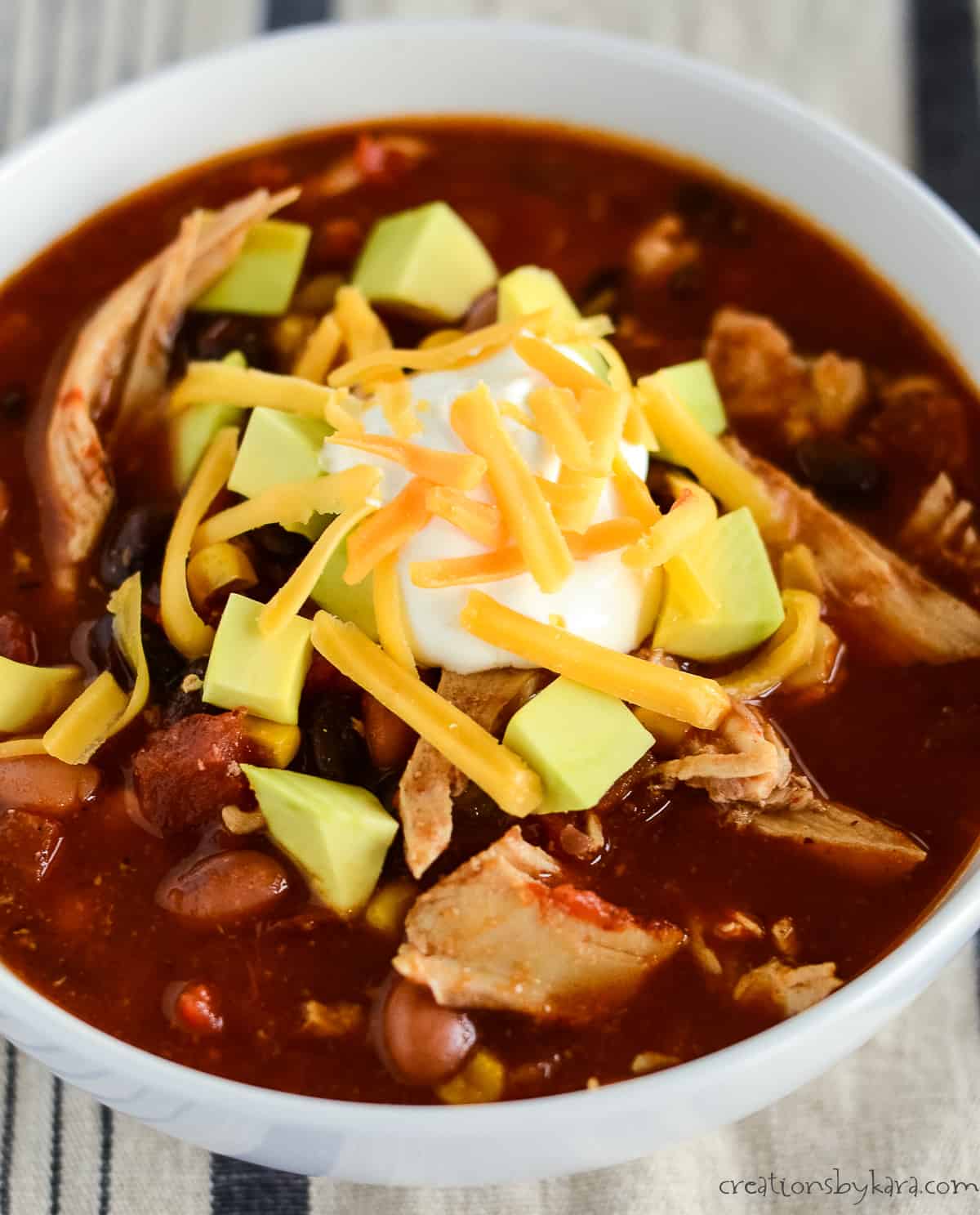 bowl of taco soup with chicken