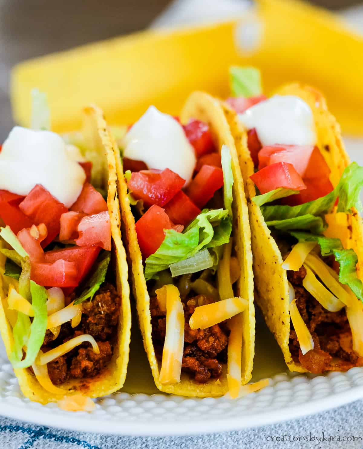 Easy Ground Beef Tacos Dinner Recipe - Creations by Kara