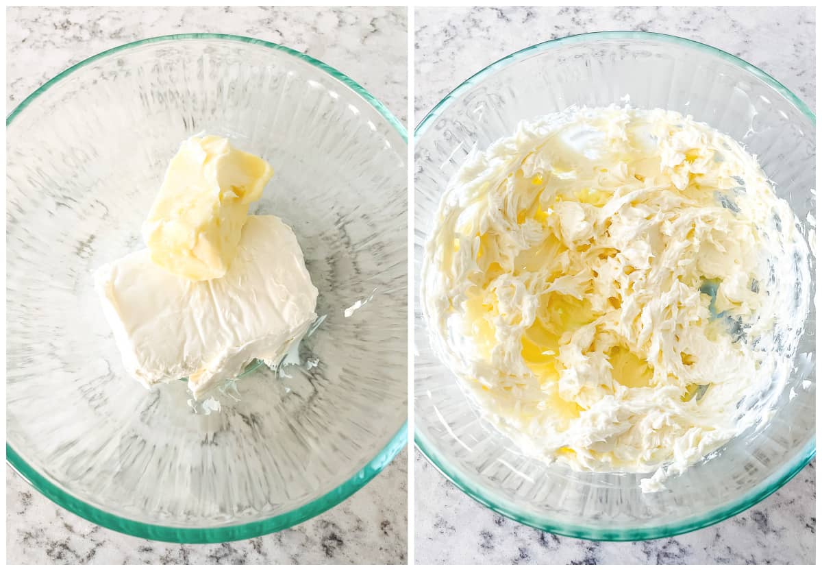 process shots- butter and cream cheese beaten in a bowl
