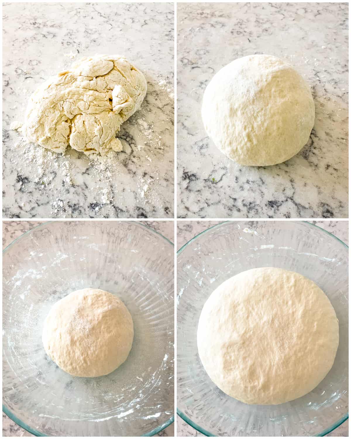 process shots - pizza dough kneaded and rising