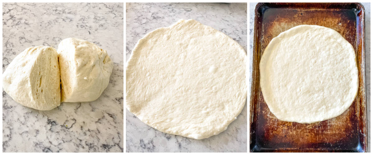 process shots - forming pizza crust