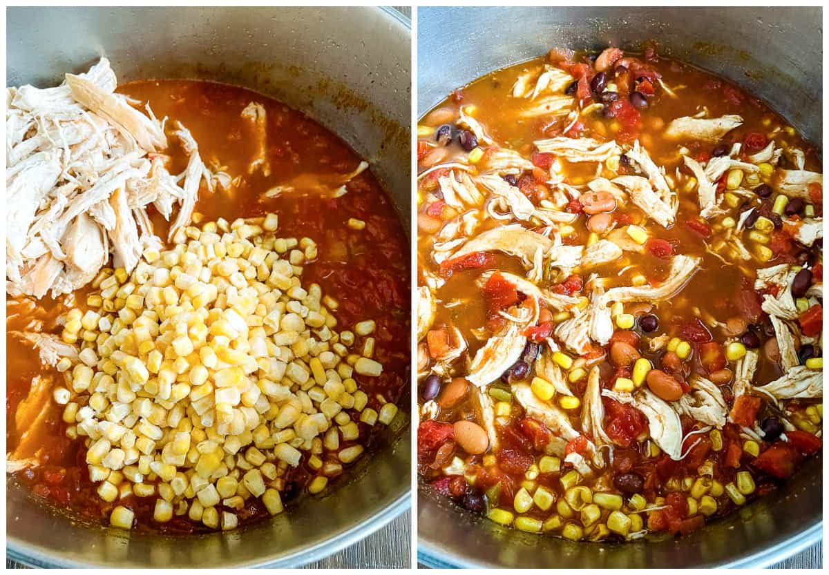 process shots - taco chicken soup with corn