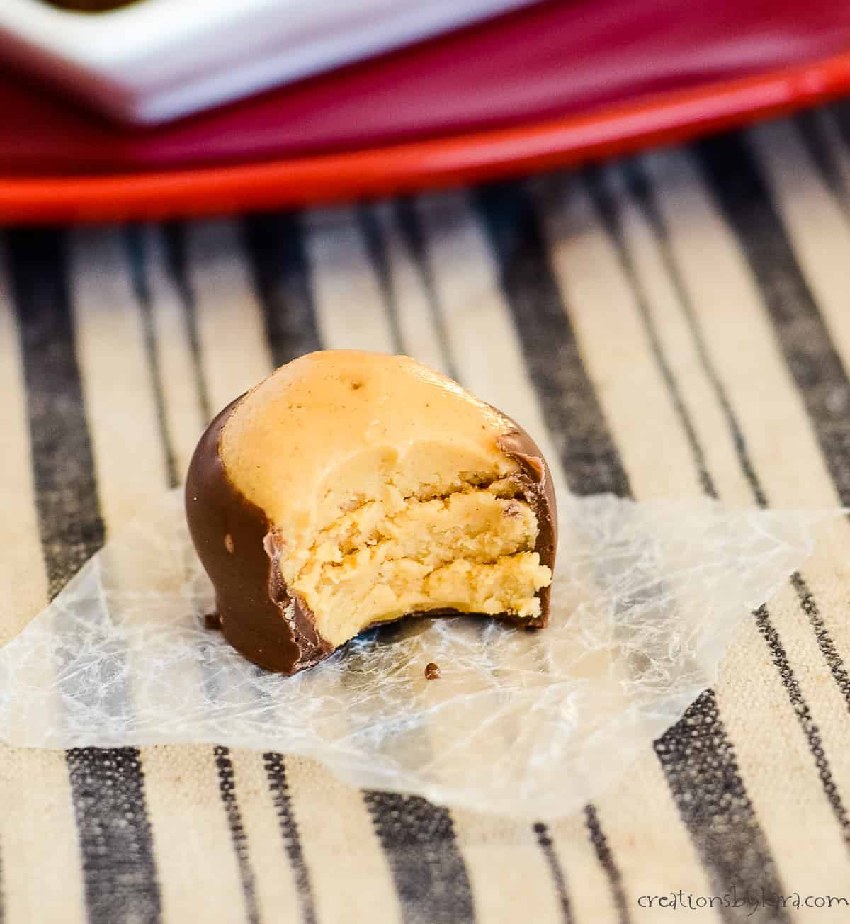 buckeye candy with a bite taken out of it