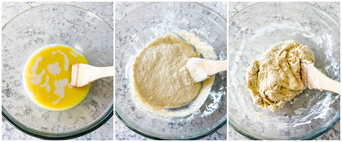 process shots - making bread dough