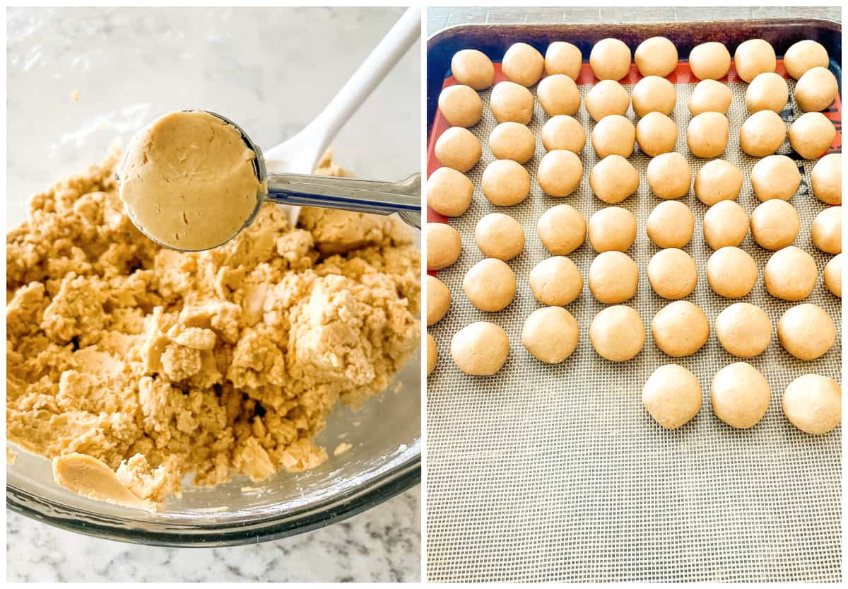 process shots - rolling peanut butter candy into balls