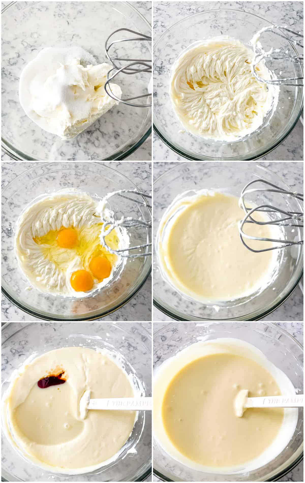 process shots -how to make white chocolate cheesecake filling