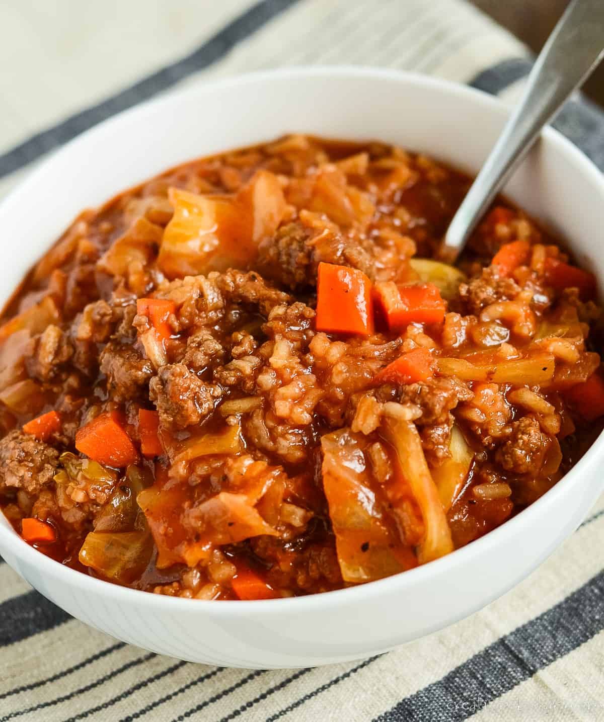bowl of the best recipe for stuffed cabbage soup
