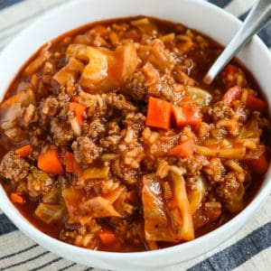stuffed cabbage soup in a bowl