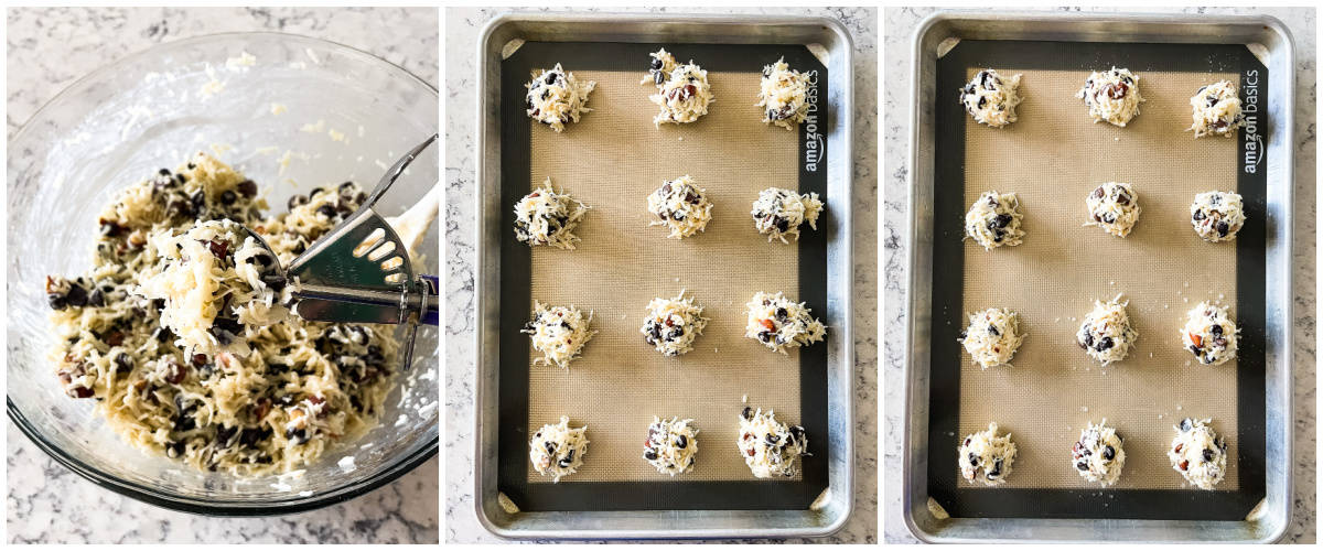process shots - how to form almond joy cookies