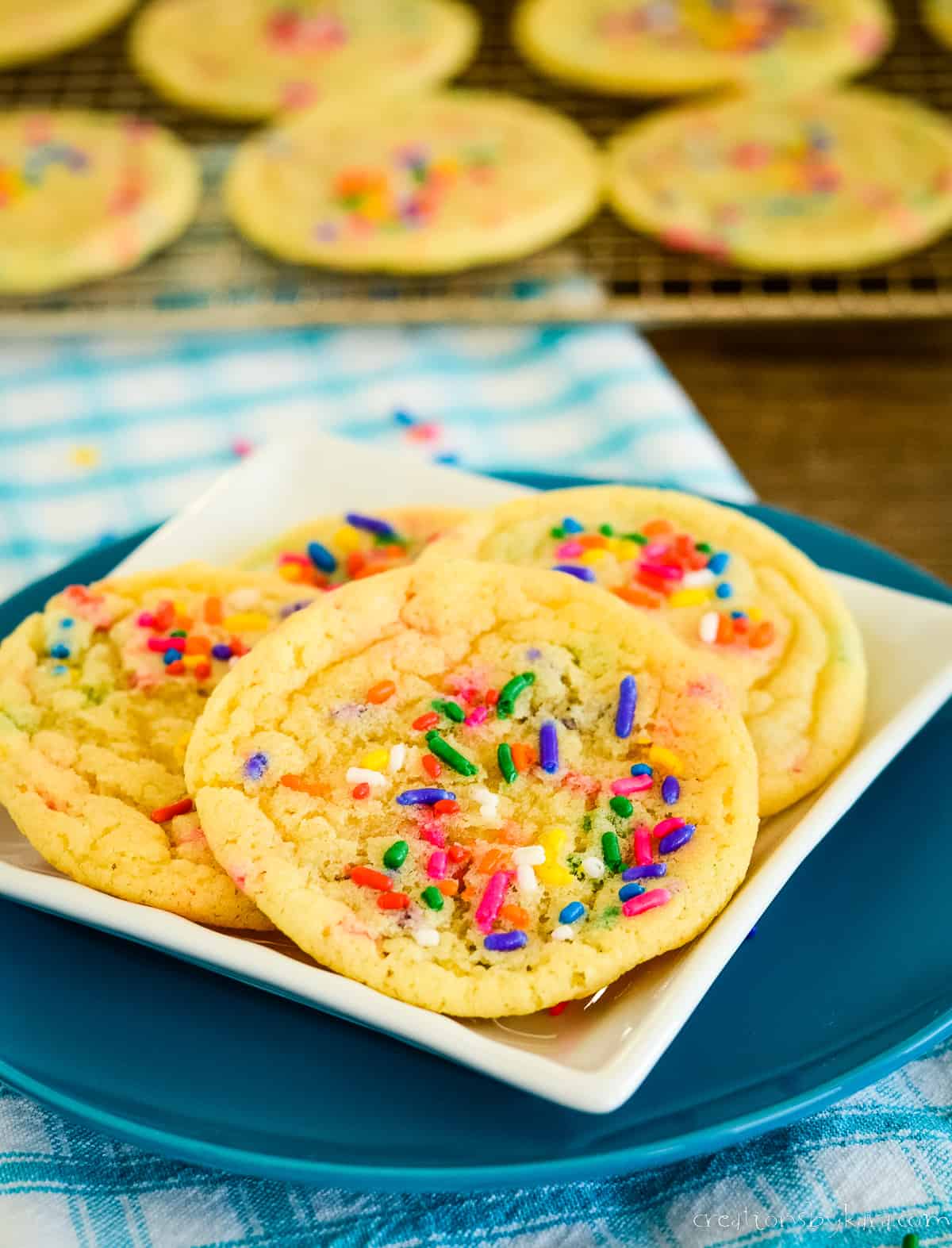 plate of homemade funfetti cookies