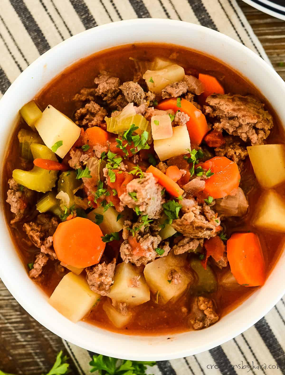 Easy & Delicious Ground Beef Stew Recipe Creations by Kara