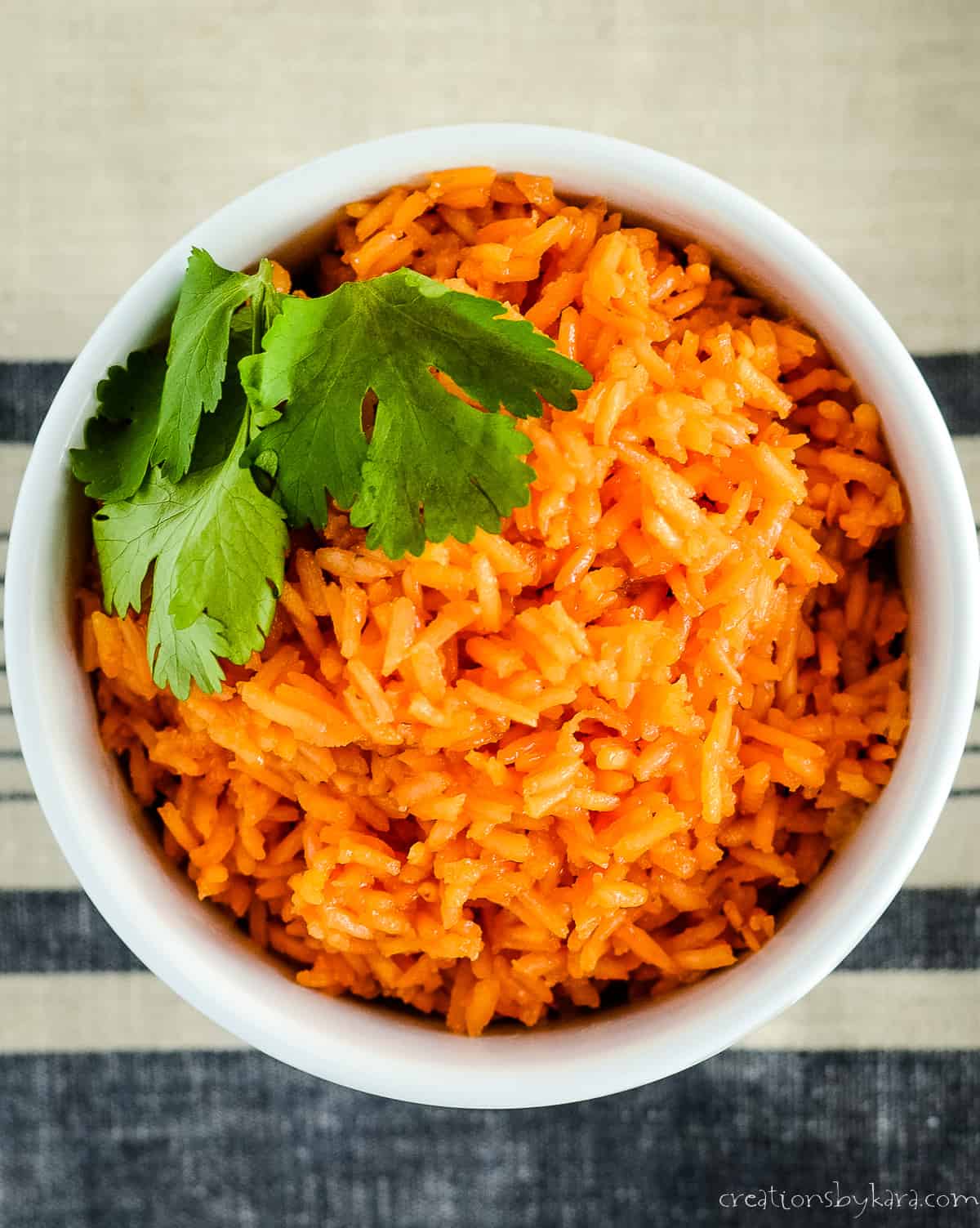 overhead shot of authentic mexican red rice recipe