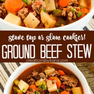 ground beef stew recipe collage