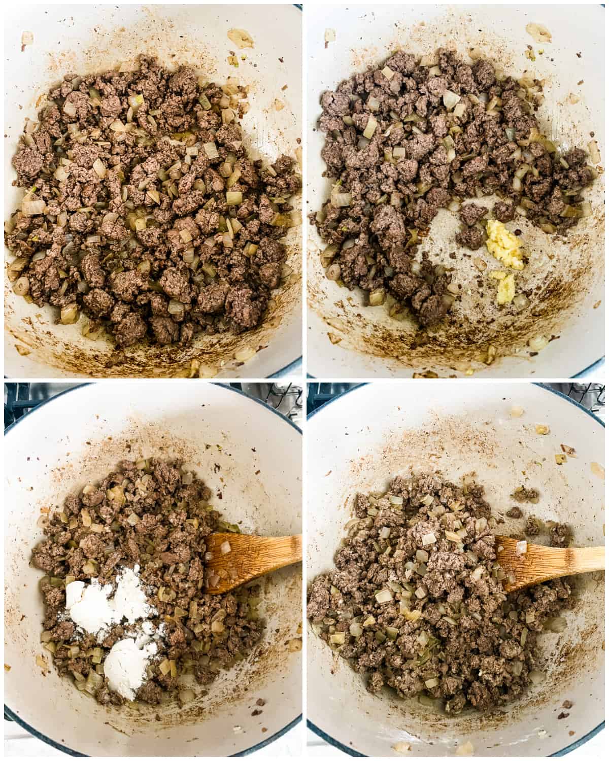 process shots- cooking ground beef for stew