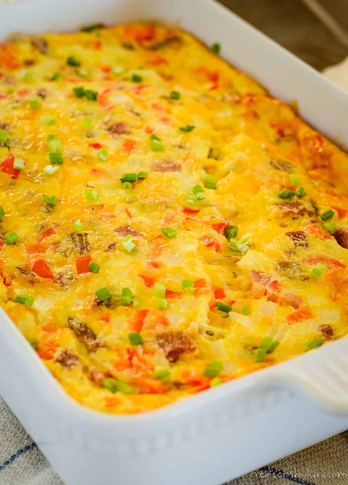 pan of Easter breakfast casserole with ham