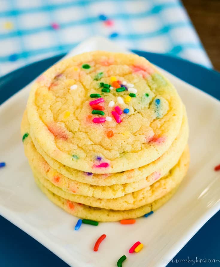 stack of funfetti cookies