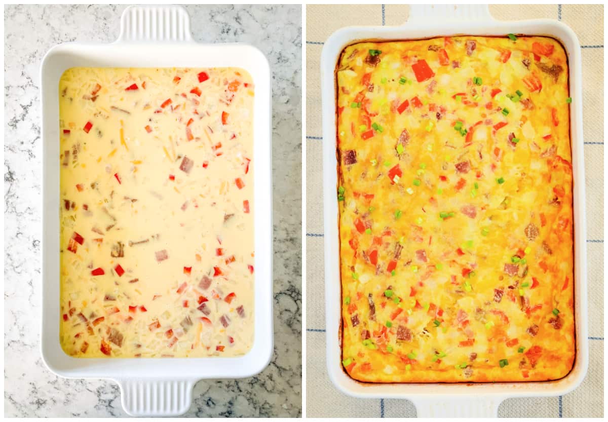 unbaked and baked easter casserole