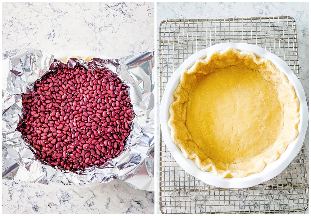 blind baking a pie crust with dry beans