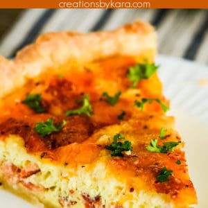 bacon and cheese quiche recipe collage