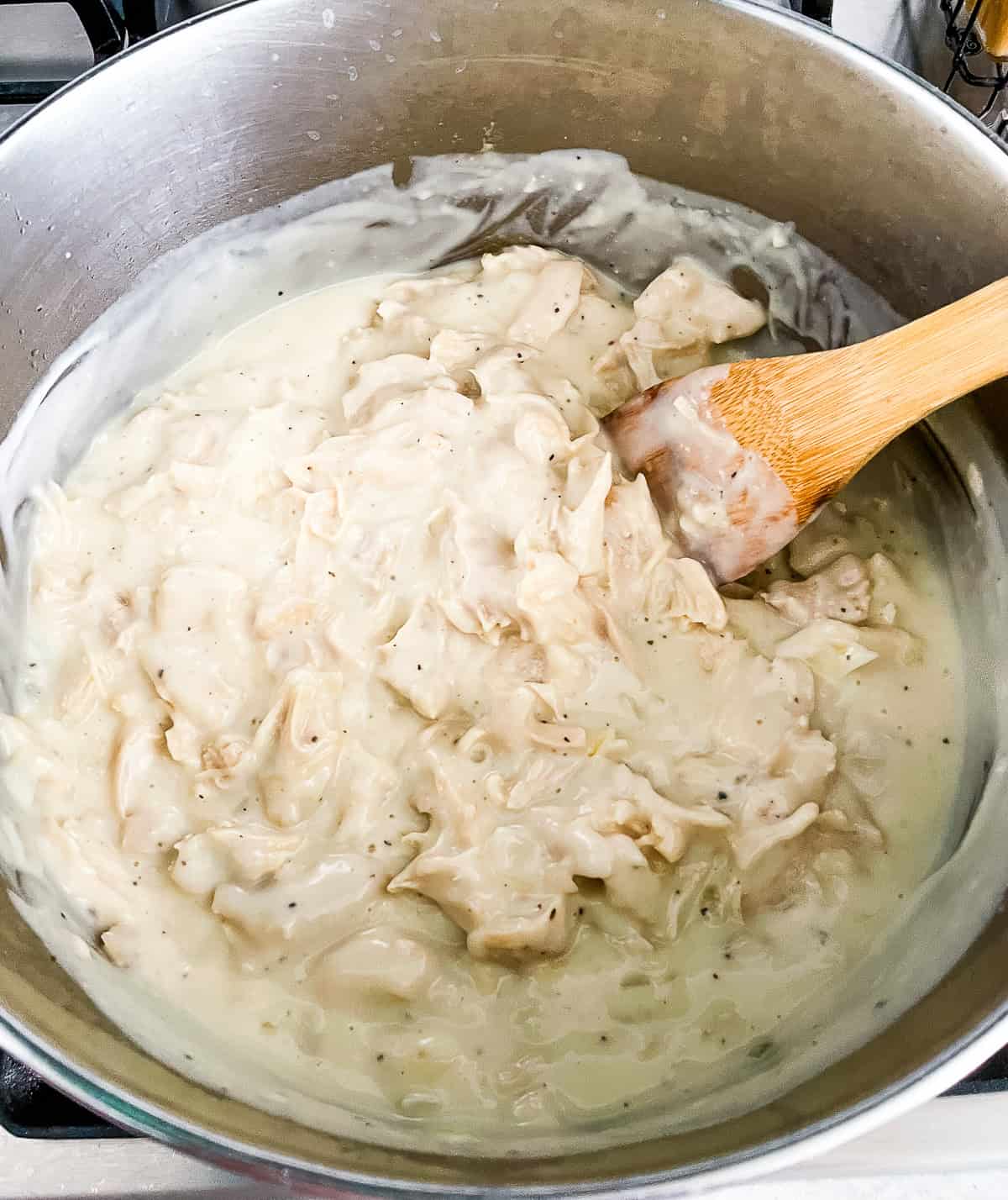 pot of chicken haystacks sauce recipe