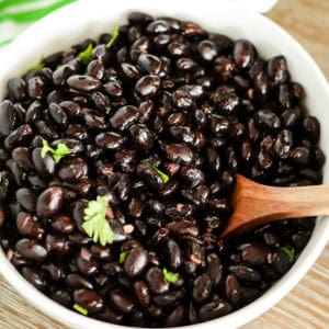 bowl of slow cooker mexican black beans