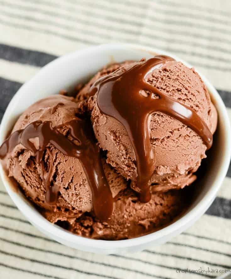 homemade no cook chocolate ice cream in a bowl