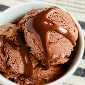 bowl of homemade eggless chocolate ice cream