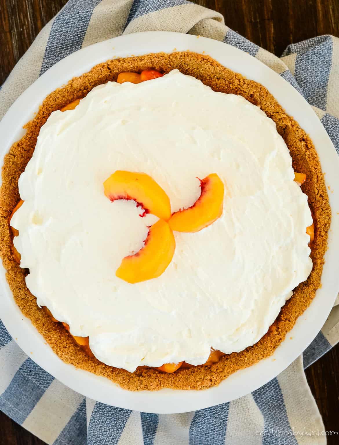 Creamy Fresh Peach Pie (Graham Cracker Crust) - Creations by Kara