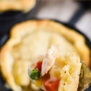 mini chicken pot pie topped with pie crust
