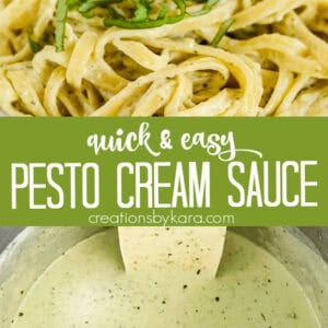 quick and easy pesto cream sauce recipe collage
