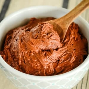 bowl of fluffy chocolate frosting