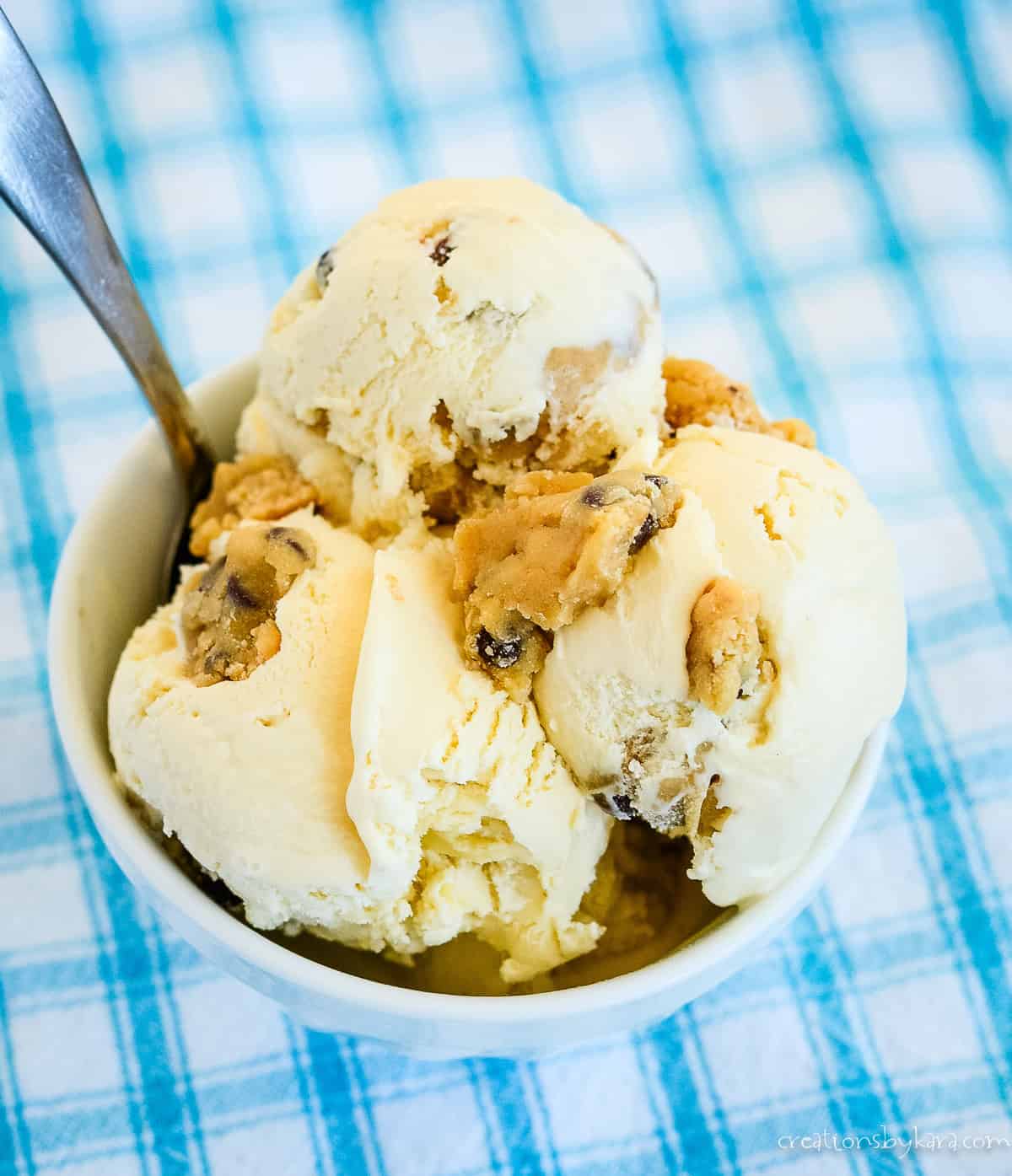 Chocolate Chip Cookie Dough Ice Cream Recipe bowl of homemade chocolate chip cookie dough ice cream