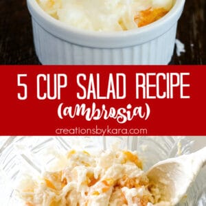 5 cup ambrosia fruit salad recipe collage