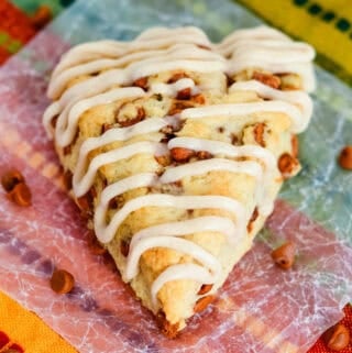 cinnamon chip scone with cinnamon glaze