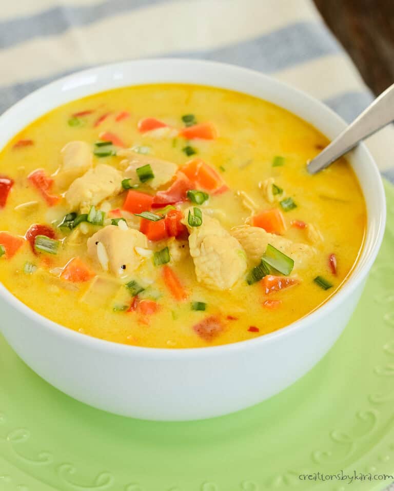 Thai Coconut Curry Chicken Soup Recipe - Creations by Kara