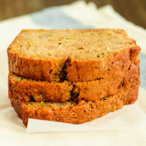 slices of zucchini bread with diced pears
