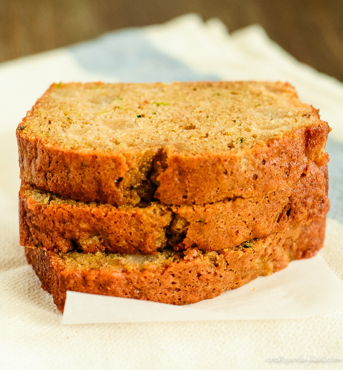 slices of zucchini bread with diced pears