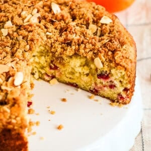 orange cranberry coffee cake with crumb topping