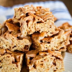 plate of cinnamon toast crunch cereal bars