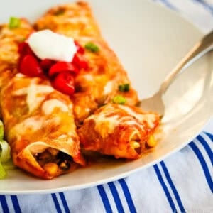 cheesy black bean enchiladas with corn