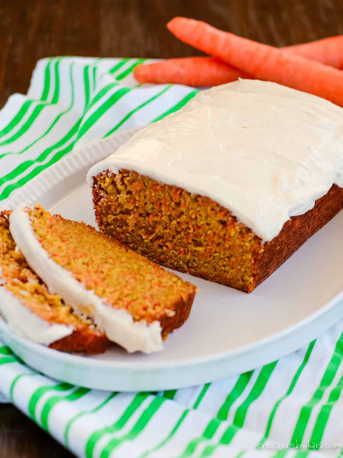 carrot cake loaf on a platter
