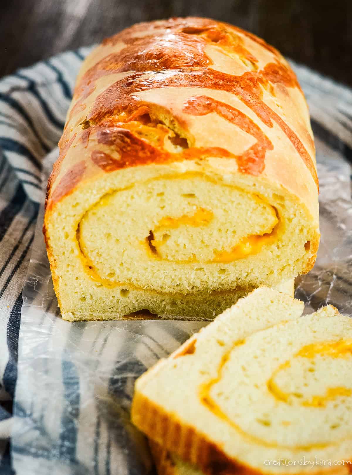8x4" loaf of sourdough with cheese swirl