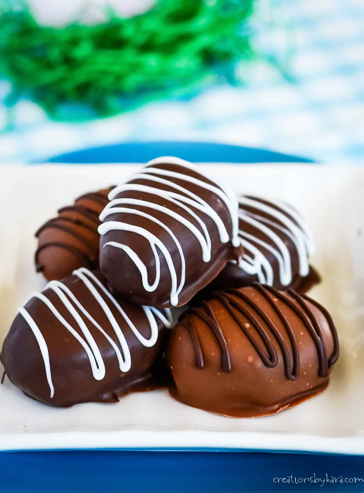 chocolate Coconut Easter eggs drizzled with chocolate