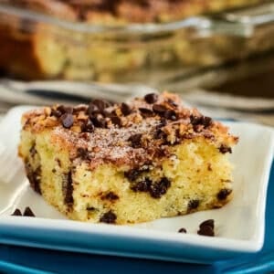 chocolate chip coffee cake recipe with crunchy sugar topping