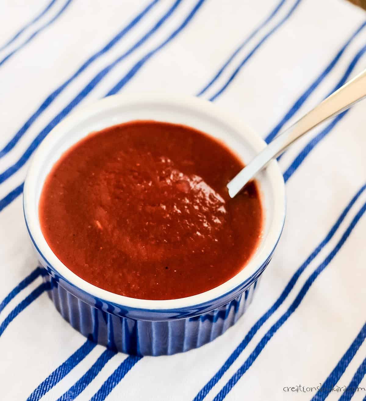 bowl of homemade tomato based chili sauce