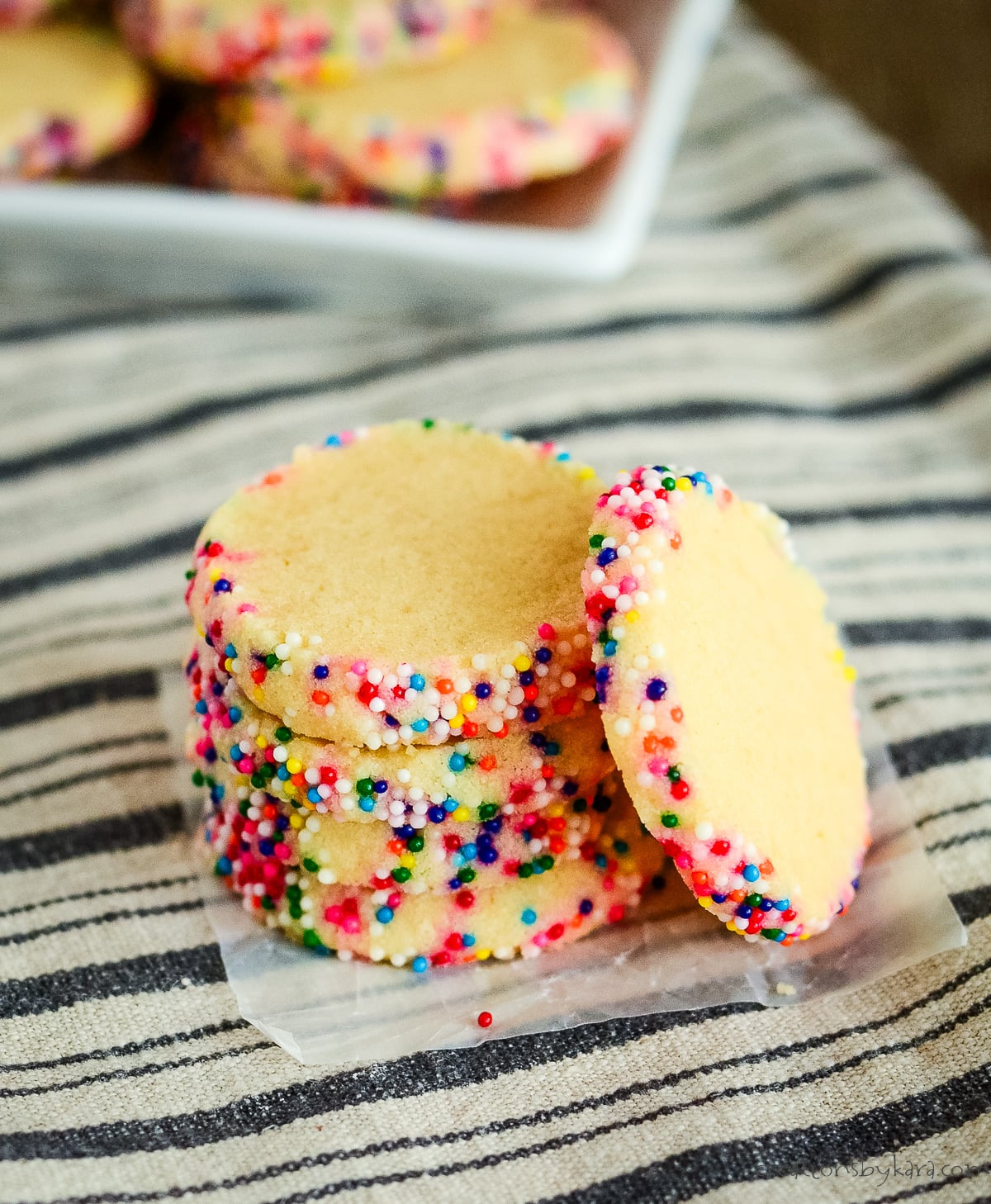 stack of icebox cookies with sprinkles